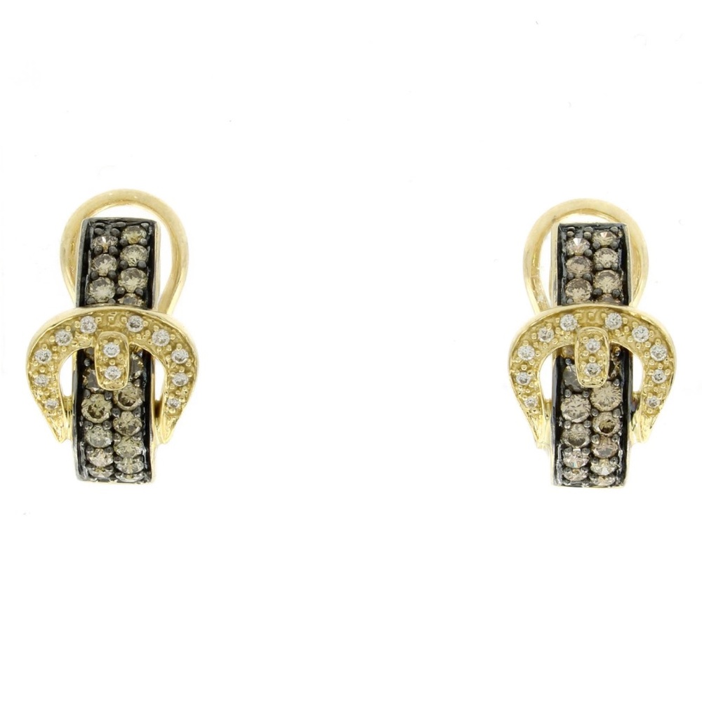Le Vian 14k Gold Chocolate & Vanilla Diamonds Belt Buckle Hoop Earrings